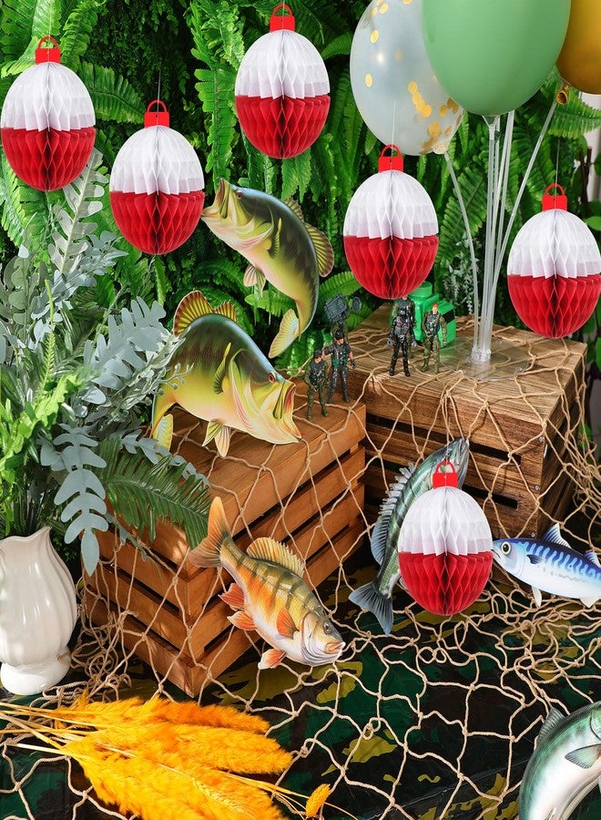 Silipull Gone Fishing Party Decorations Set Includes Bobber Honeycomb Balls Cute Cardstock Photo Prop Fish Net Decorations Party Banner for Fishing Birthday Table Dessert Supply - Image 2